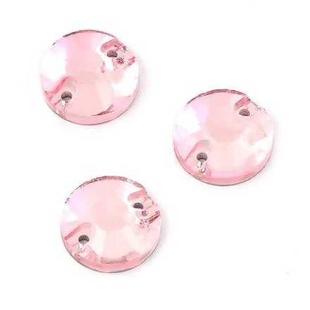 Стразы  пришивные, 12мм, цв.розовый, стекло Ф12