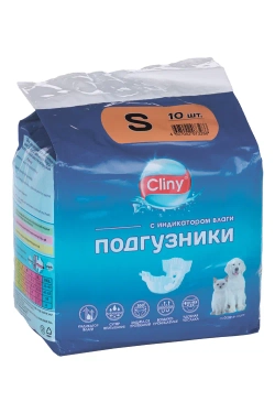 CLINY Подгузники для кошек и собак 3-6 кг размер S 10 шт