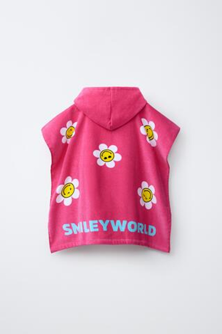 ZARA ПОЛОТЕНЦЕ-ПОНЧО SMILEYWORLD ®, ЦВЕТ ФУКСИИ