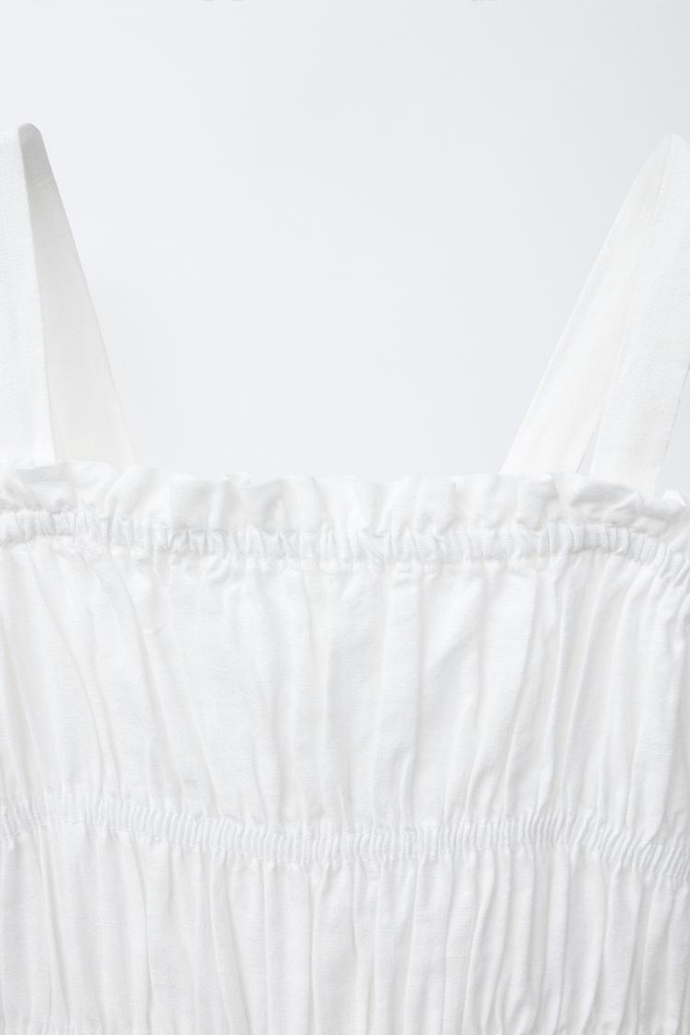 ZARA КОМБИНЕЗОН ИЗ СМЕСОВОГО ЛЬНА С БАНТАМИ, БЕЛЫЙ