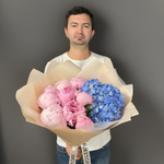 Букет из пионов с гортензией «Пионовое небо»