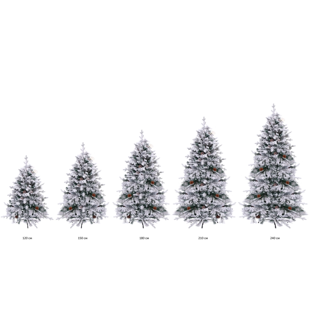 Елка «Заснеженная принцесса» 180 см, ПВХ, леска, резина с белым напылением (838 веток)