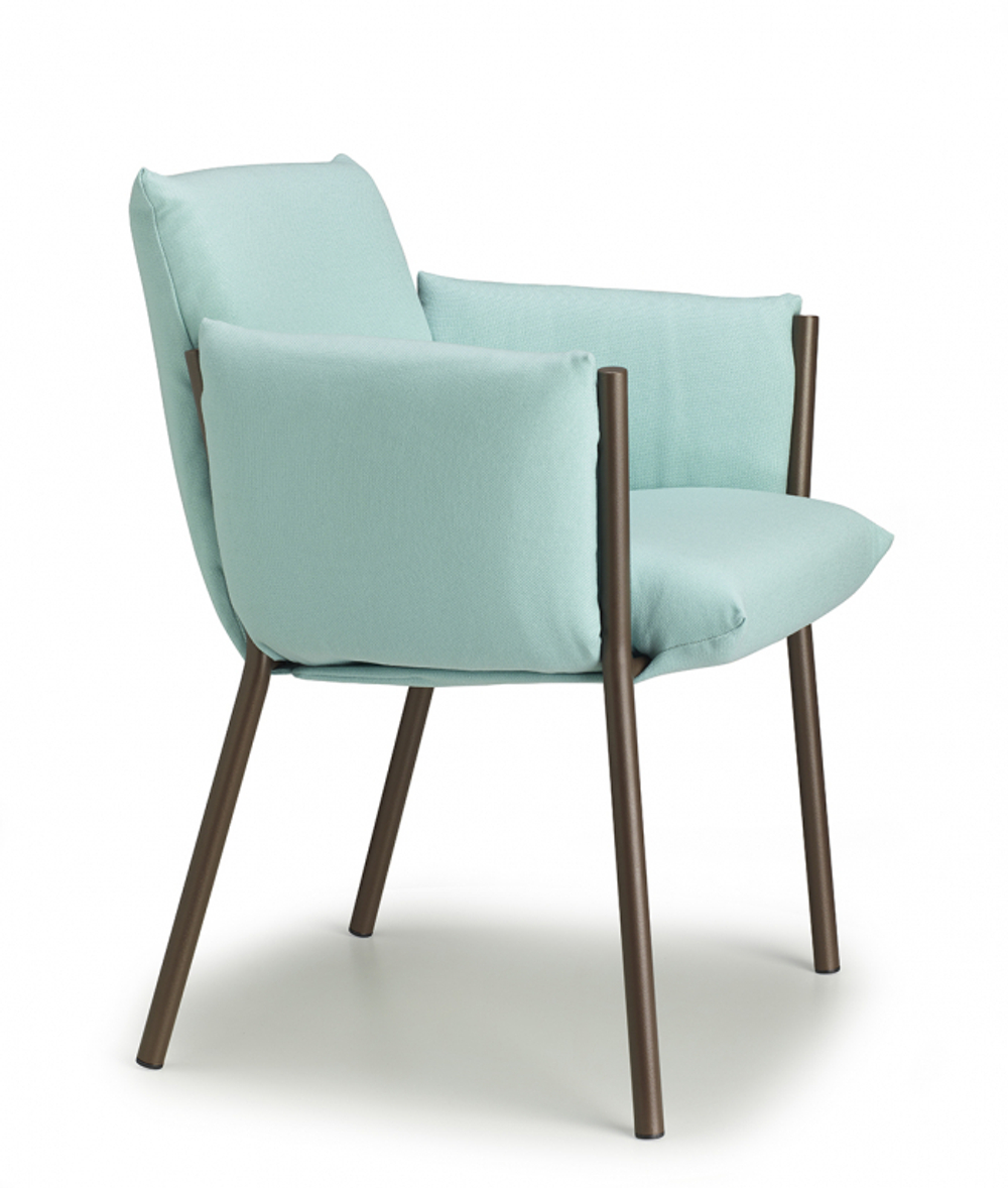 Кресло металлическое c подушками Scab Design Brezza, мокко, бирюзовый