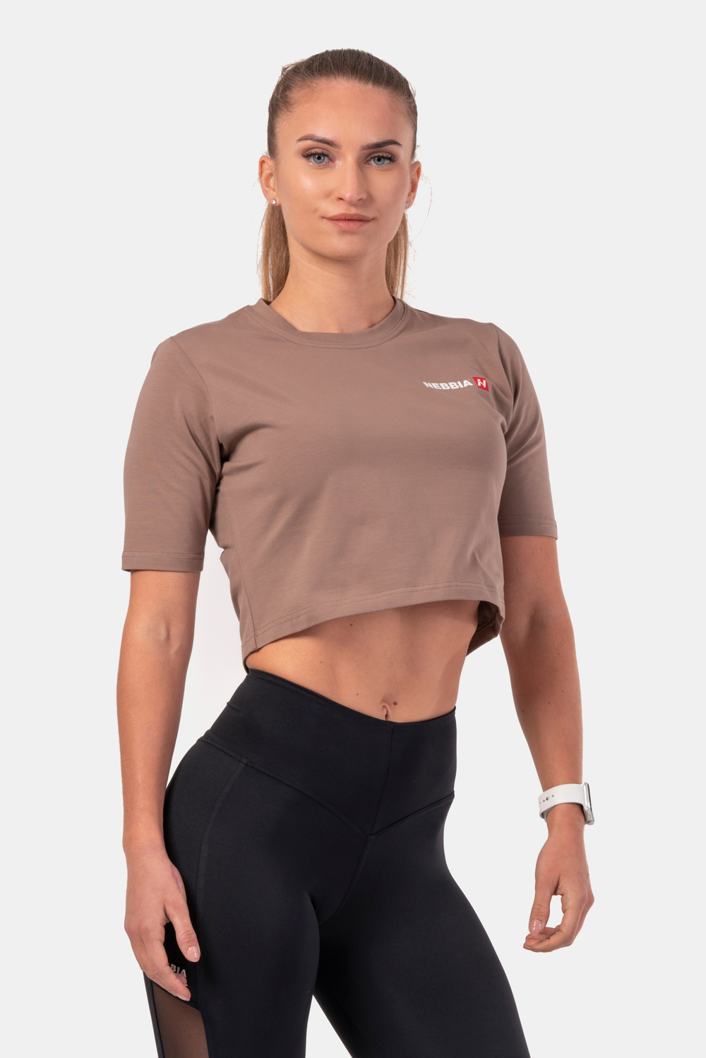 Футболка MINIMALIST LOGO NEBBIA CROP TOP 600 Коричневая