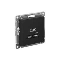 Розетка USB AtlasDesign тип C 65Вт QC PD высокоскор. ЗУ механизм карбон SE ATN001027