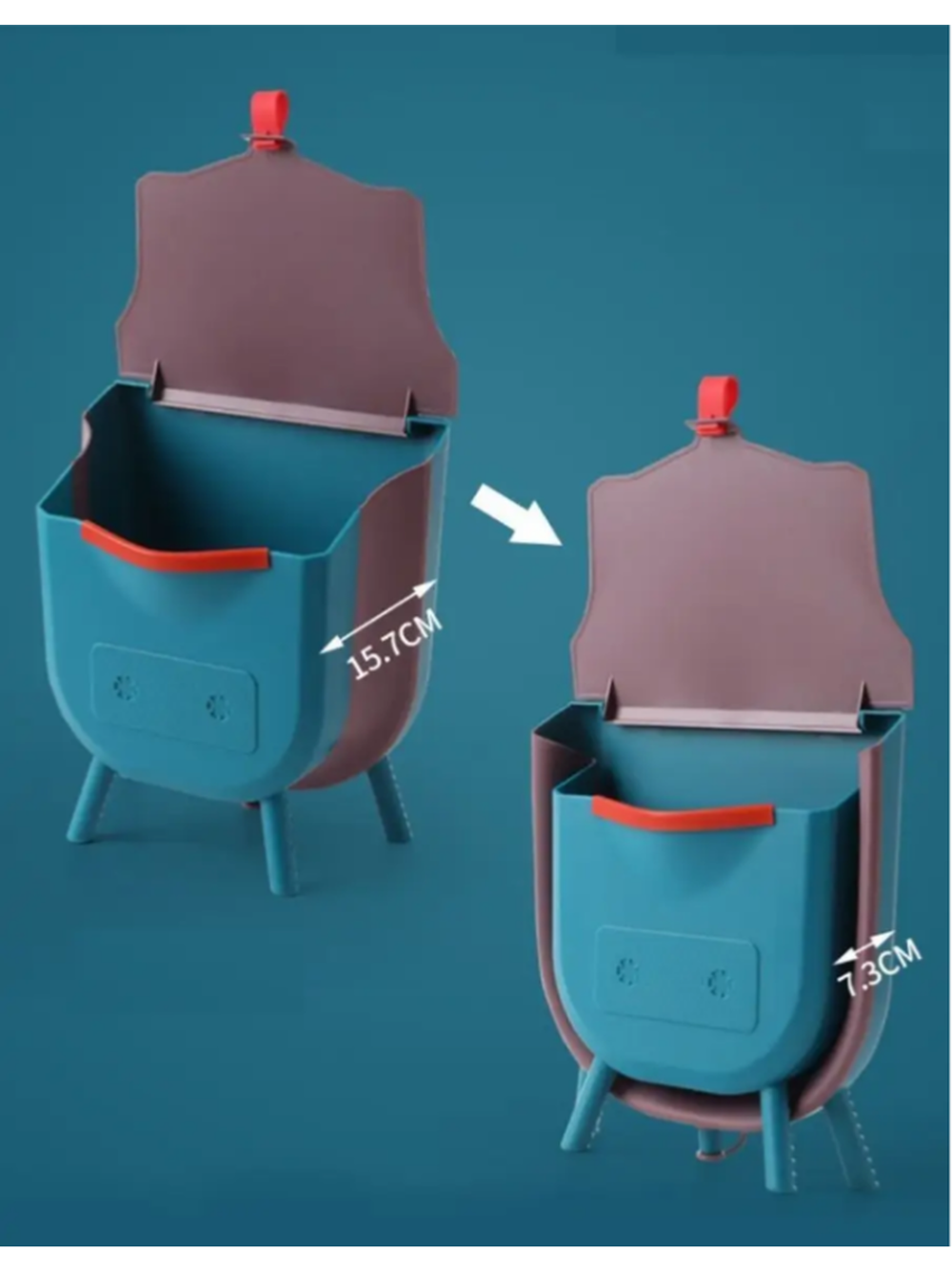 Контейнер для мусора "Питер Маркет", подвесной, складной, с крышкой, черный