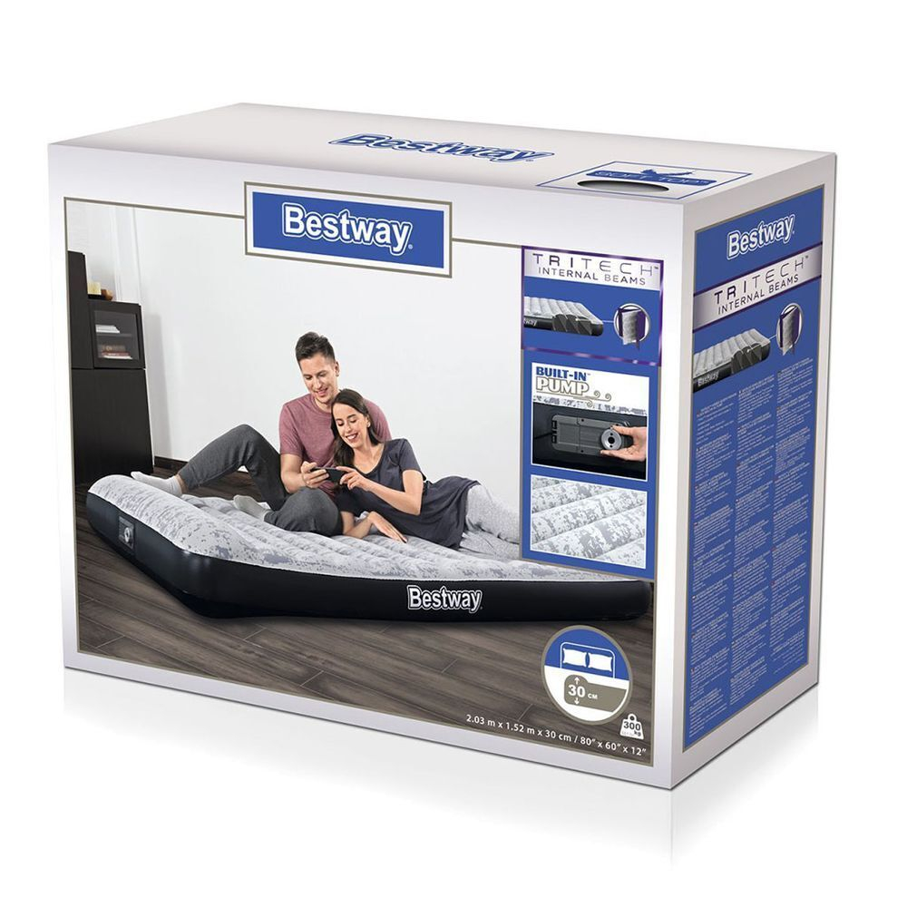 Матрас надувной Bestway, 203х152х30 см, 67836BW, нас встроен, электр, флок, с сумкой, 300 кг