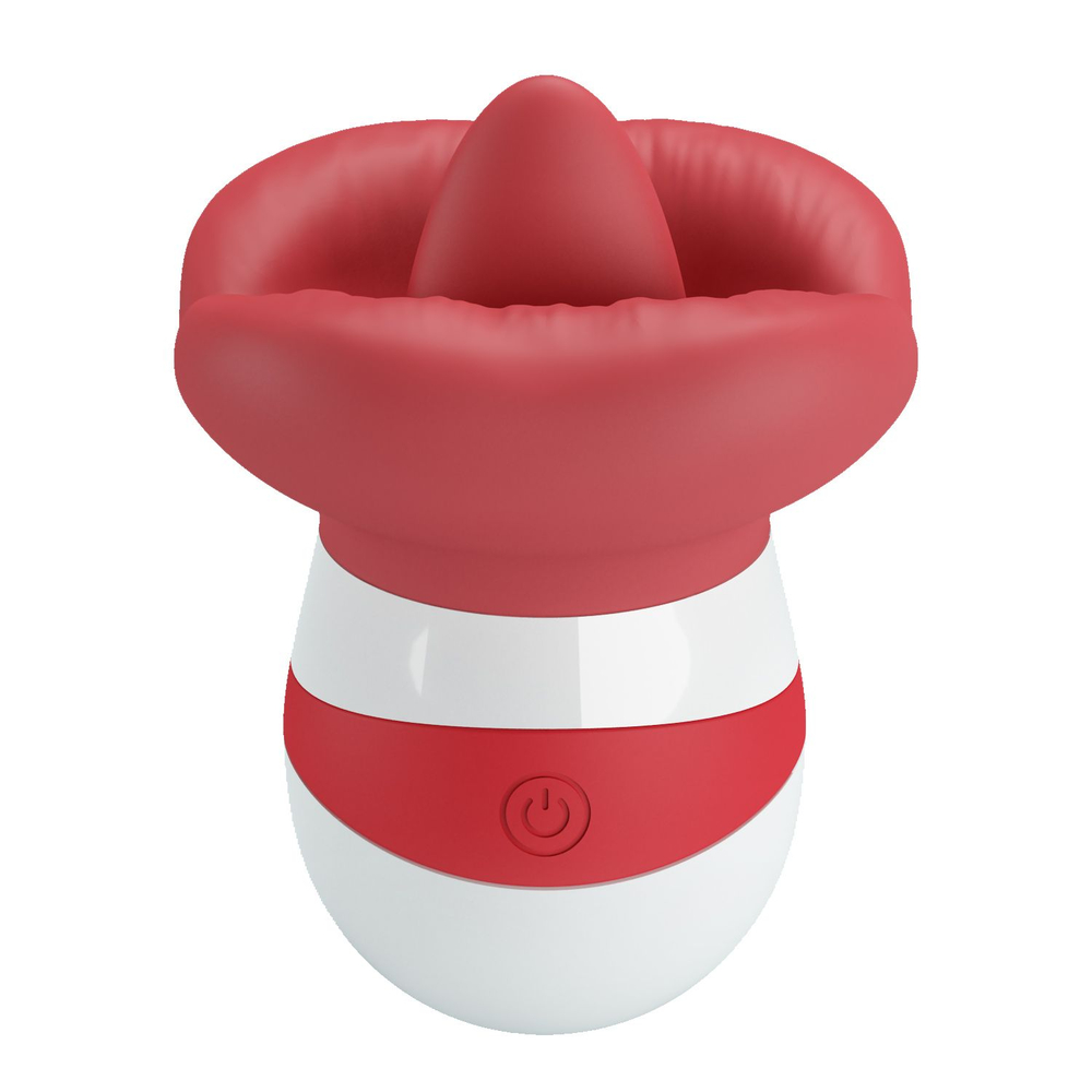 Красно-белый клиторальный стимулятор в форме рта Mina (Цвет: красный)
