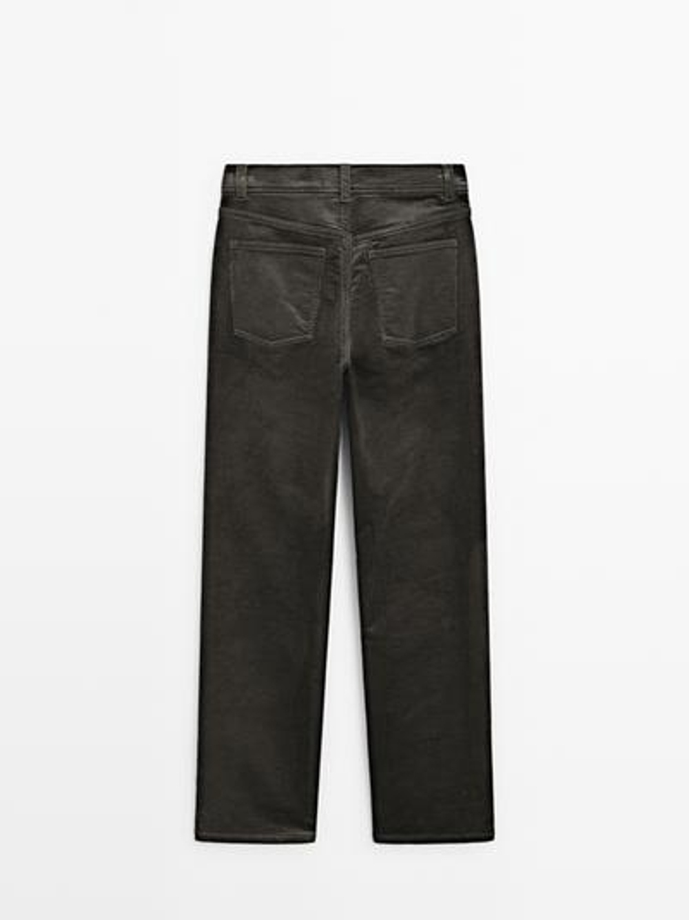 Massimo Dutti Брюки прямого кроя из вельвета в рубчик, зеленый