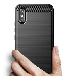 Чехол на телефон Xiaomi Redmi 9a черного цвета, серии Carbon от Caseport