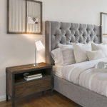 Настольный светильник 1х40Вт Е14, металл/ткань, хром/белый