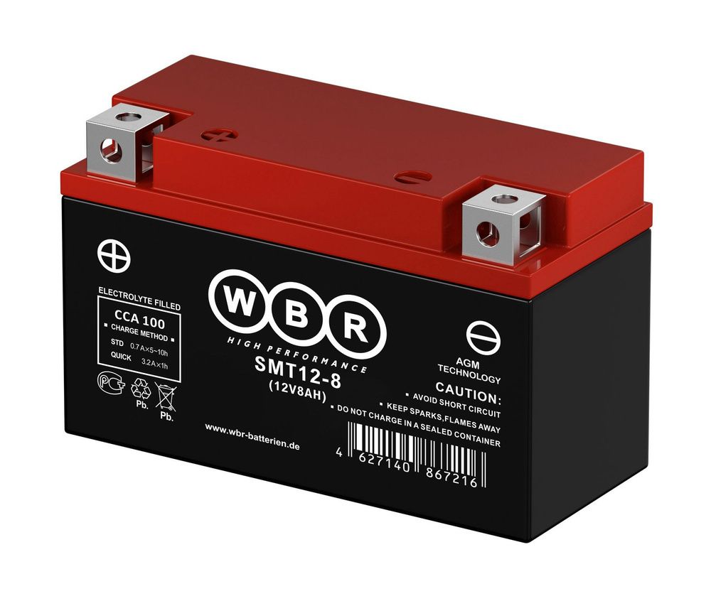 Аккумулятор SMT12-8 WBR YT7B-BS, YT9B-BS, YT7B-4 150х65х93 8 а/ч