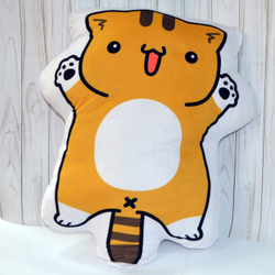 Подушка "Кот" оранжевый-серый 47 см