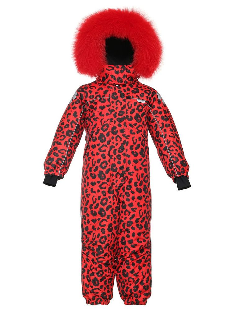 Зимний комбинезон с мехом &quot;Красный леопард&quot; AMADEO