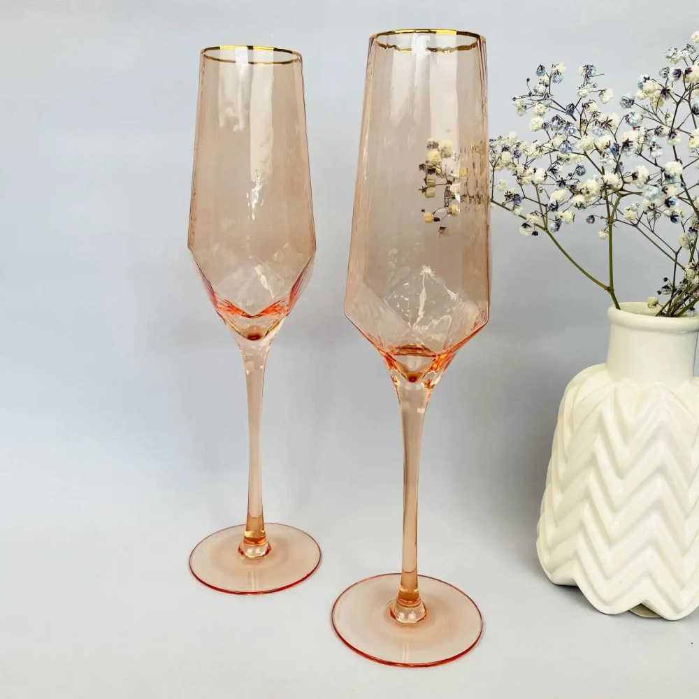 Бокал для шампанского 180мл «ICE CRYSTAL» в наборе 2шт, медовый