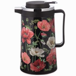 ТЕРМОС СО СТЕКЛЯННОЙ КОЛБОЙ, 950 МЛ, КРЫШКА С КЛАПАНОМ, СЕРИЯ "МАКИ", СОХРАНЯЕТ ТЕМПЕРАТУРУ ДО 24 Ч.