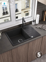 Мойка POLYGRAN DEKA-780 черный №16, смеситель DORADO черный