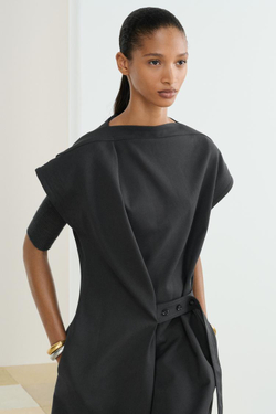 ZARA ПЛАТЬЕ МИДИ С КОРОТКИМИ РУКАВАМИ, СЕРЫЙ