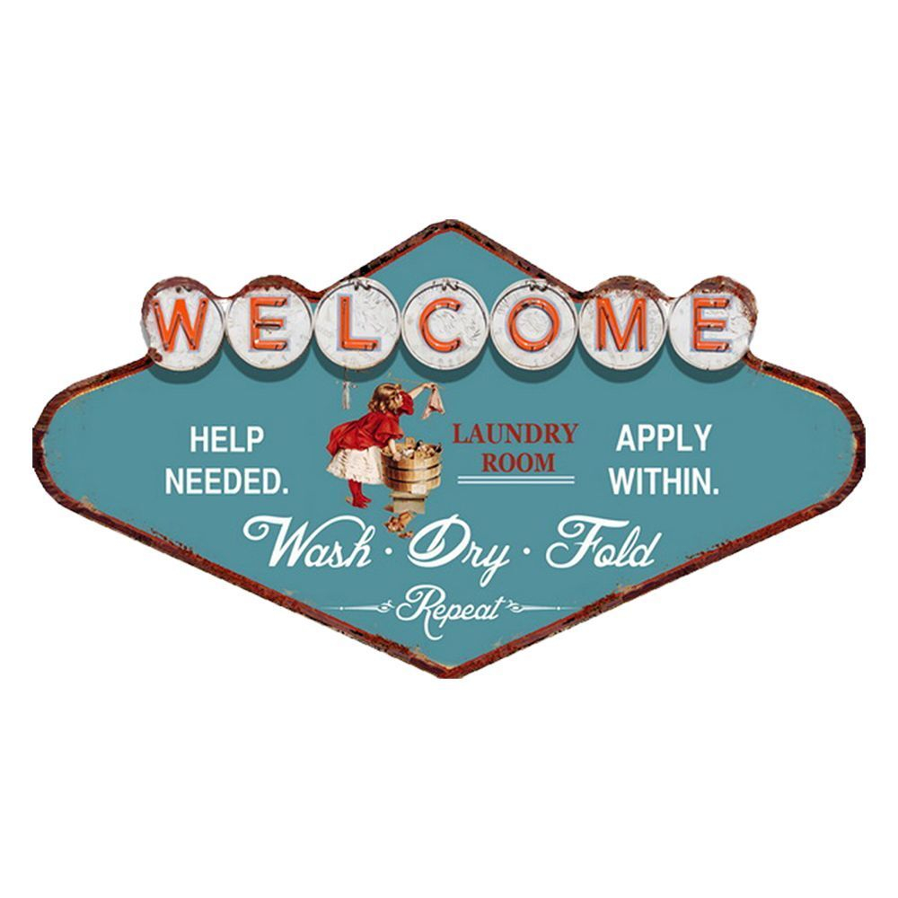 Табличка декоративная "Добро пожаловать в прачечную" 49х1х27см Металл