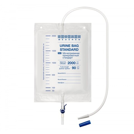 Мешок для сбора мочи прикроватный 2000 мл трубка 90 см с крестовым краном MEDEREN