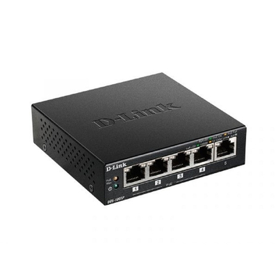 Коммутатор D-Link DGS-1005P/B3A Неуправляемый коммутатор с 5 портами 10/100/1000Base-T (4 порта PoE 802.3af/at, PoE-бюджет 60 Вт)