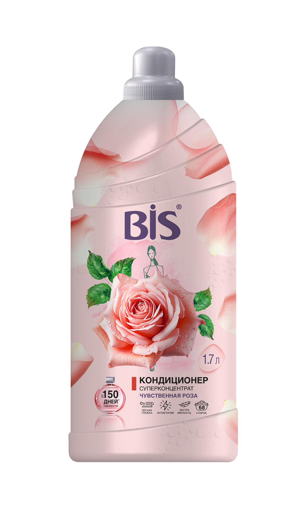 BiS кондиционер для белья чувственная роза 1,7 л, 4 шт в упаковке