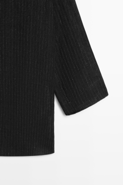 Massimo Dutti Блуза в полоску из смесового льна с пуговицами, черный