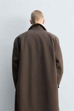 ZARA ДЛИННЫЙ ТРЕНЧ С ШЕРСТЬЮ - LIMITED EDITION, КОРИЧНЕВЫЙ