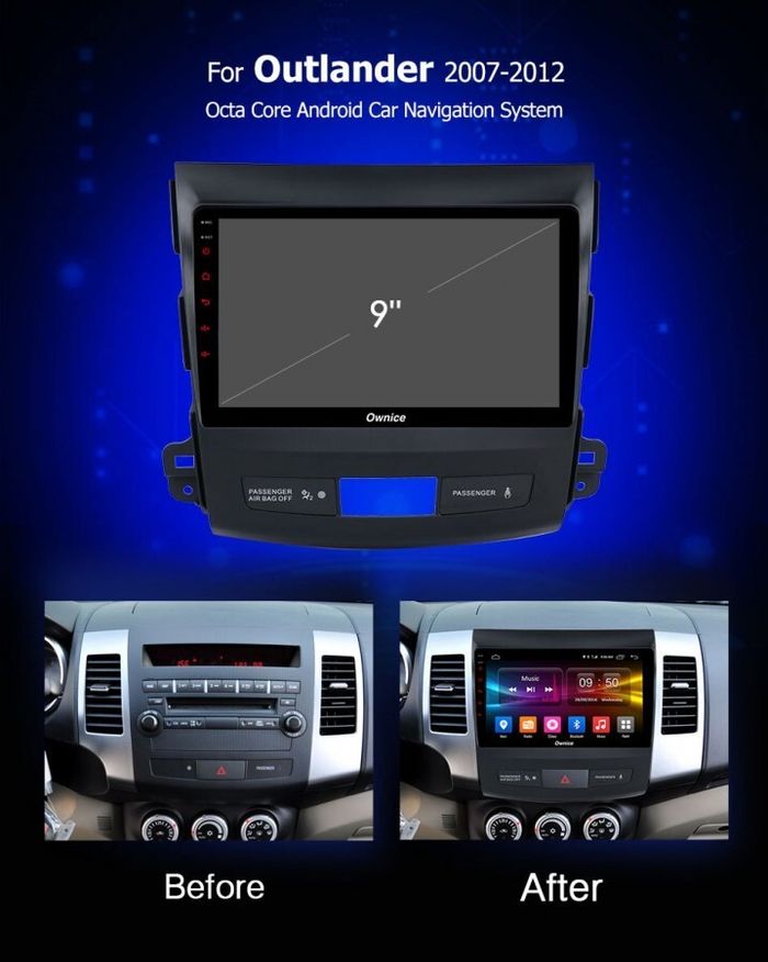 Магнитола для Mitsubishi Outlander XL, Peugeot 4007, Citroen C-Crosser - Kuberg OL-9636 IPS, Android 10, 4G SIM-слот
