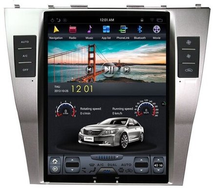 Магнитола для Toyota Camry 40 2006-2011 - Carmedia FC-1033-32-DSP вертикальный монитор 10.4" в стиле "Тесла" на на Android 9, 4/32ГБ