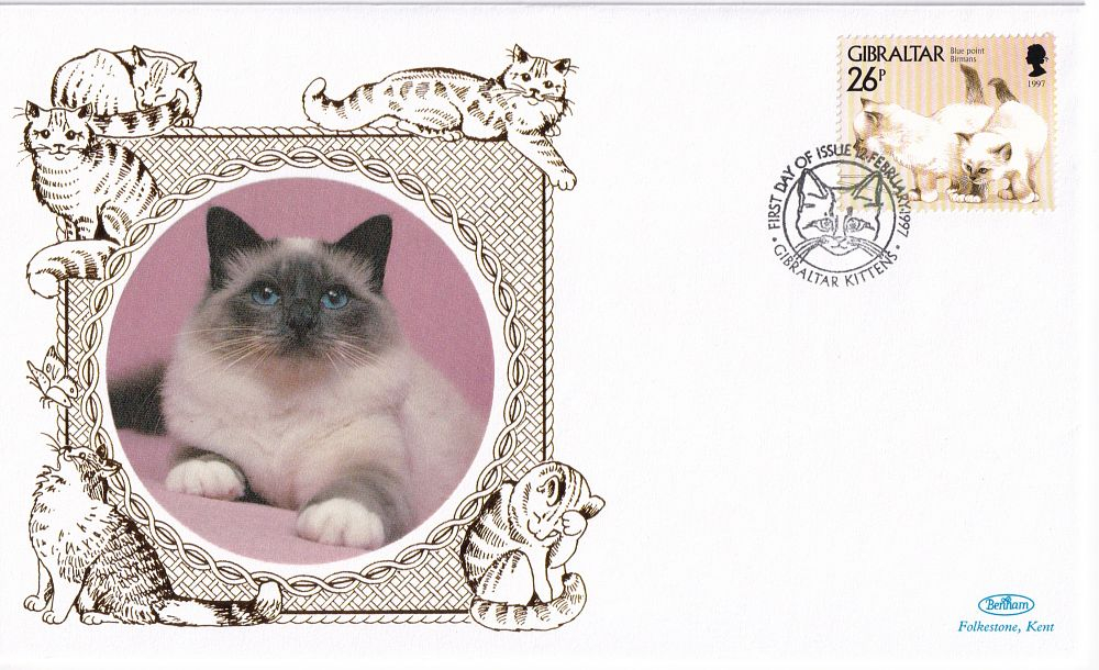 Конверт Первого дня Гибралтара от 12 февраля 1997 года с маркой и спецгашением