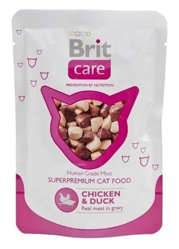 Brit Care Cat Пауч д/кошек  &quot;Курица и утка&quot; 80гр