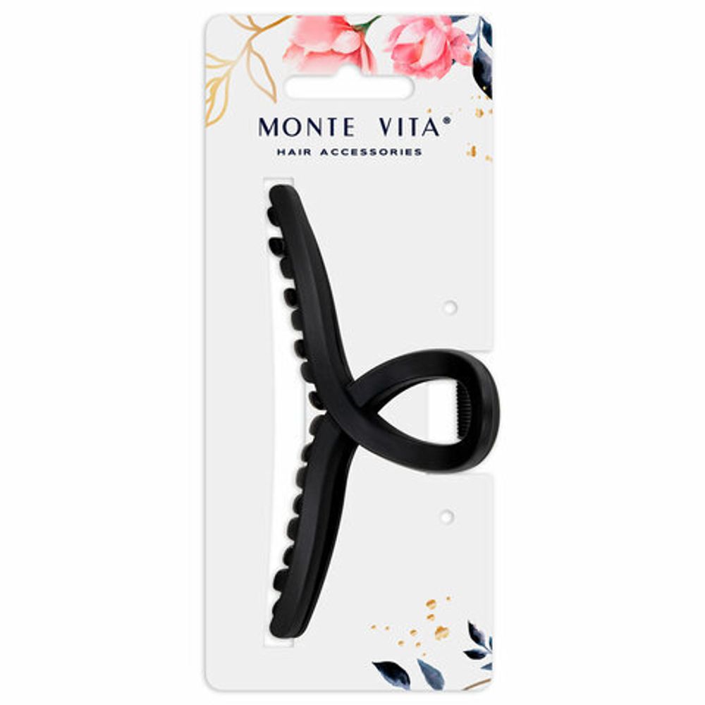 Краб для волос 11 см, soft-touch, чёрный, MONTE VITA, 457006
