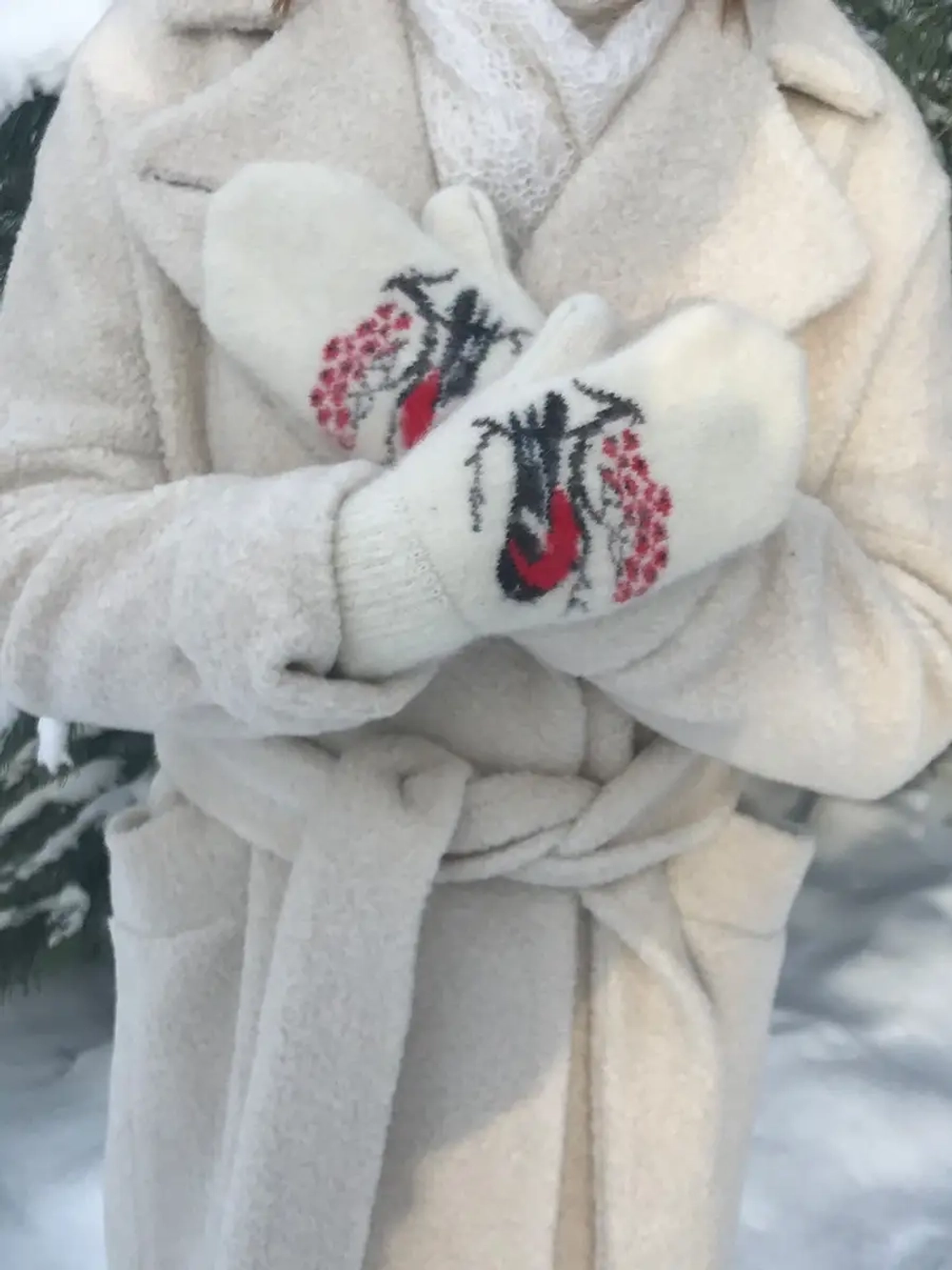 Варежки вязаные шерстяные из 100% шерсти, очень тёплые