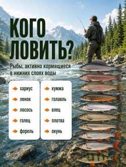 Настрой на хариуса балда тиролька с 4 донными мушками