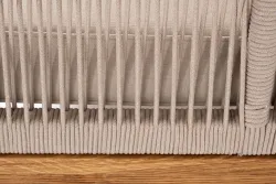 "Канны" левый модуль плетеный из роупа, основание дуб, роуп бежевый круглый, ткань бежевая 052