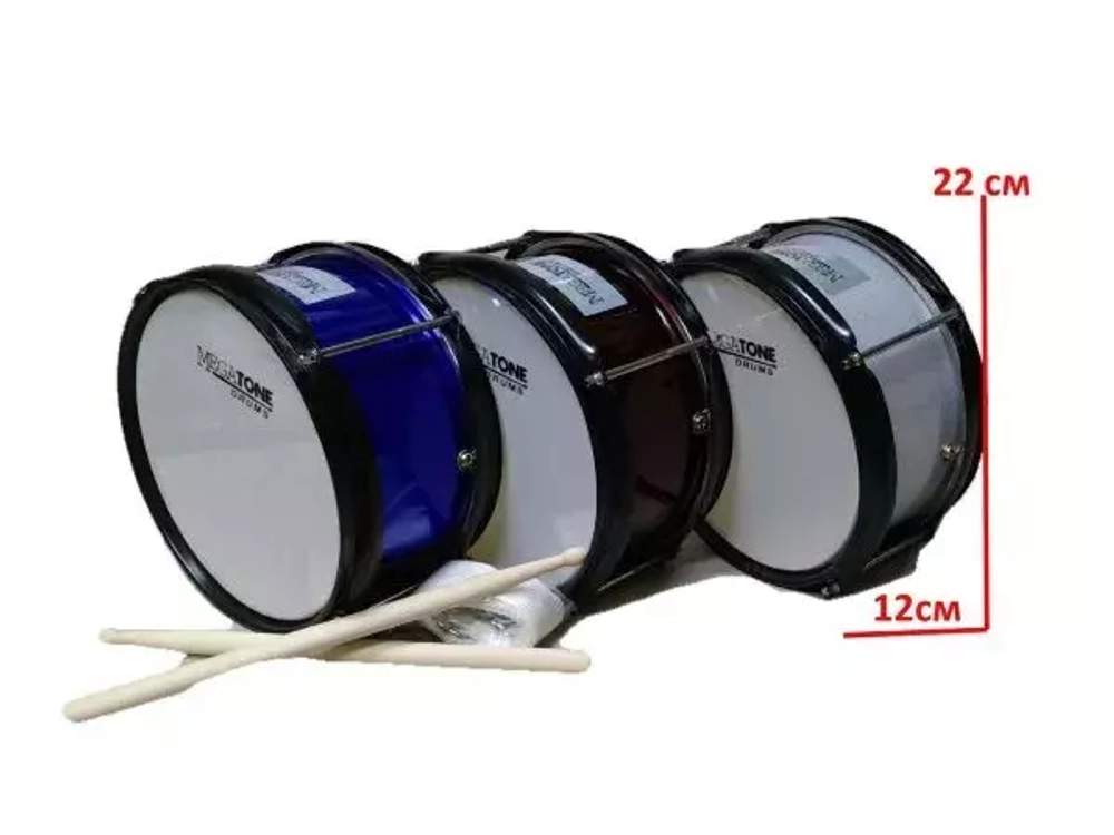 MEGATONE KSD-84/MSV Детский барабан, размер 8"X4", цвет серебряный металлик,  обручи: сталь, черные,  фурнитура: хром , 4 натяжных болта. Материал: липовая фанера, отделка - пластик, палочки и ремень в комплекте.