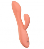 Розовый вибратор Shape of water Pearl с клиторальным отростком - 18,5 см.