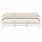 Диван пластиковый трехместный с подушками Siesta Contract Mykonos XL, белый, бежевый