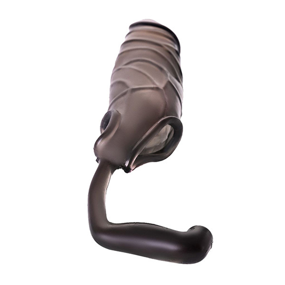 Дымчатая закрытая насадка с подхватом и анальным стимулятором ToyFa XLover 748027