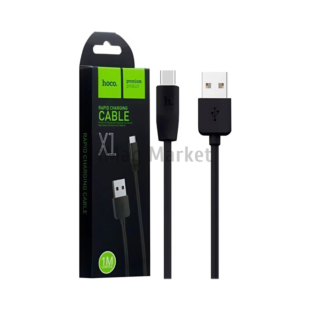Зарядный кабель Hoco X1, USB-A - Lightning, 2A, 10W, 1 м, черный
