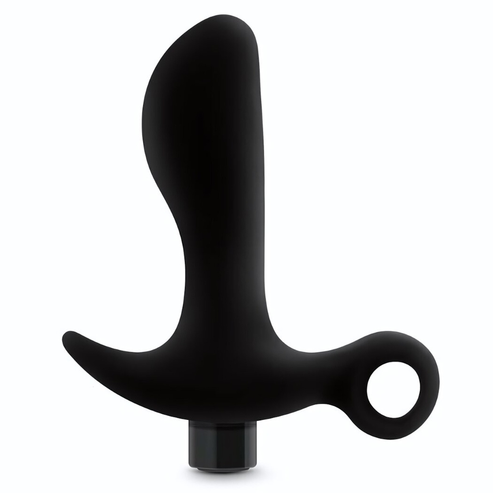 Черный анальный вибратор Silicone Vibrating Prostate Massager 01 - 10,8 см. (Цвет: черный)
