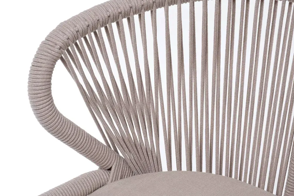 "Милан" стул плетеный из роупа, каркас алюминий (RAL1001), роуп бежевый круглый, ткань бежевая