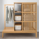 Открытый шкаф-купе с раздвижными дверями - IKEA NORDKISA/НОРДКИСА ИКЕА, 123х47х120 см, светло-коричневый