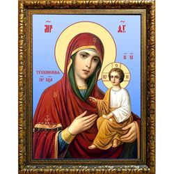 Тихвинская Божья Матерь. Икона на холсте.