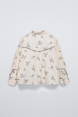 ZARA РУБАШКА С ПРИНТОМ «САПОГИ», ЭКРЮ