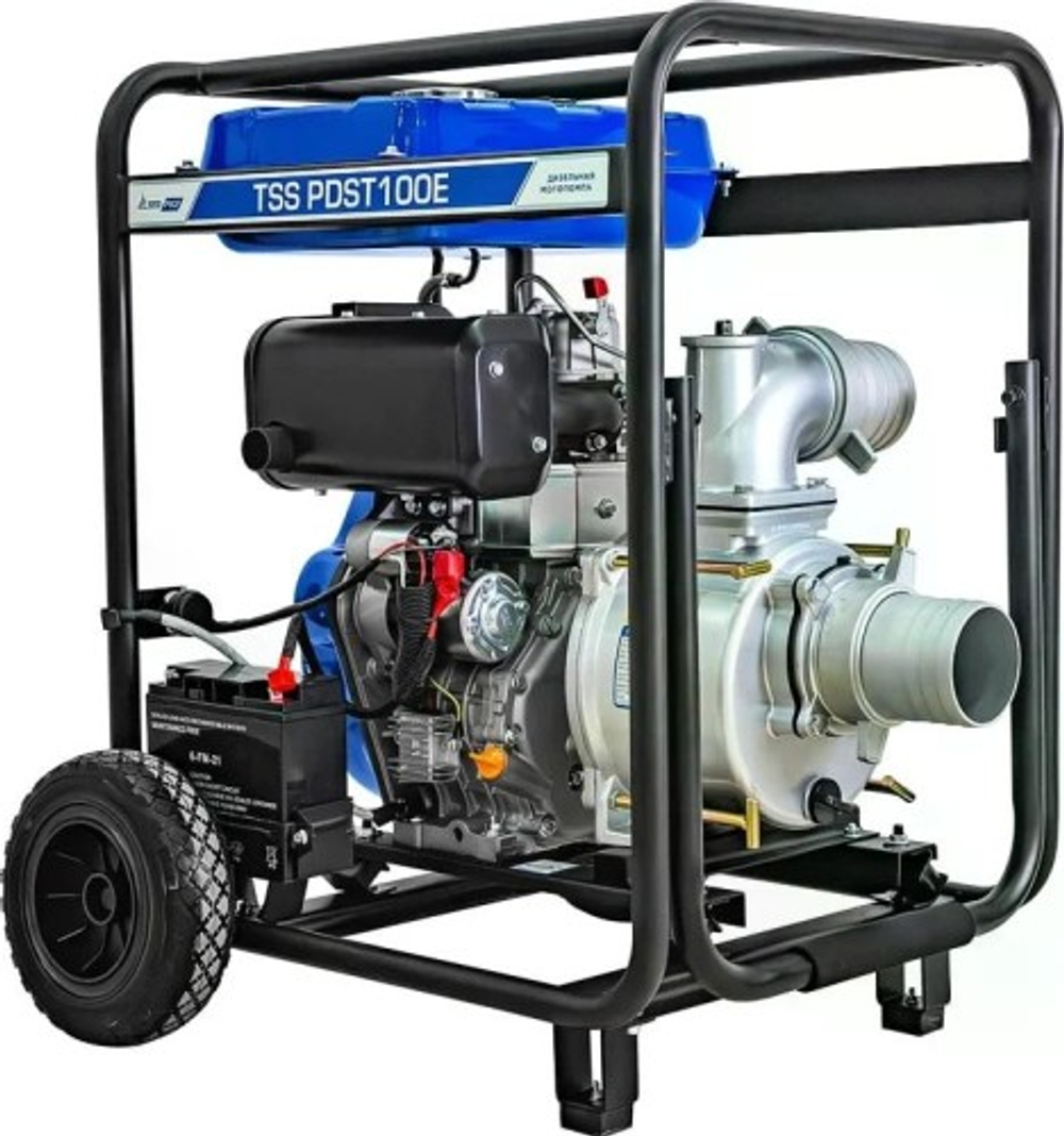 Мотопомпа дизельная для грязной воды ТСС PDST100E (электростартер, АКБ) для грязной воды 130152