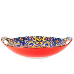 Блюдо с ручками " " (красный) 22.5х20.5х4,5см (min9) (транспортная упаковка)