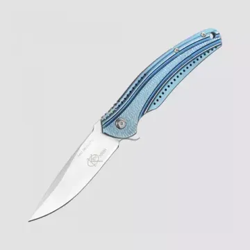 Складной нож CRKT Ripple Blue Stainless Handle (IKBS Flipper) CR/K405BXP c клинком из стали Acuto 440 (Acuto+) рукоять Stainless Steel 420J2