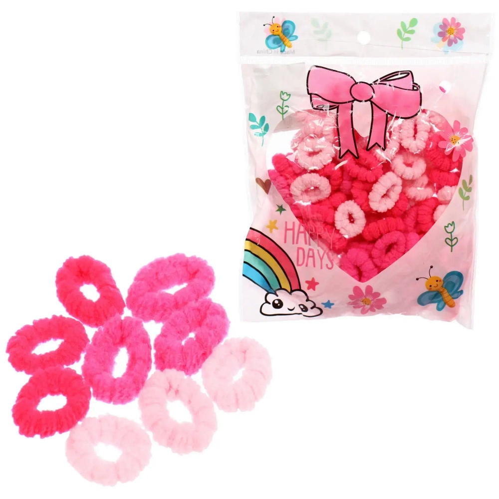 Резинки для волос 100шт «МИНДАЛЬ», цвет розовый, d-2см